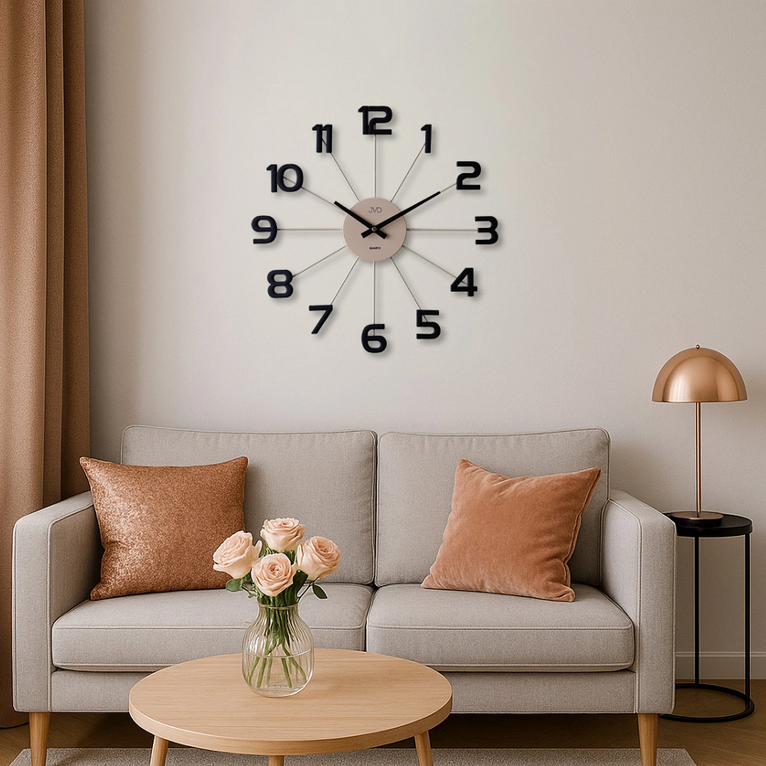 Zegar ścienny JVD HT119.1 – nowoczesny zegar analogowy, beżowy, metalowy (1).png