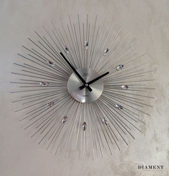 Zegar ścienny 49 cm z kryształkami JVD HT431.1. Pomysłowy wzór zegara z akrylowymi kryształkami (5).JPG