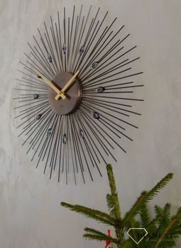 Zegar ścienny 49 cm z czarnymi kryształkami JVD HT431.2.  Pomysłowy wzór zegara z akrylowymi kryształkami w czarnym kolorze  (3).JPG