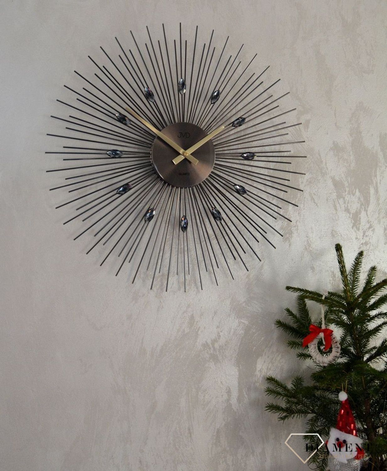 Zegar ścienny 49 cm z czarnymi kryształkami JVD HT431.2.jpg