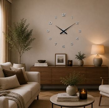 Zegar ścienny naklejany JVD HT465.4 srebrny – duży designerski zegar do samodzielnego montażu.jpg