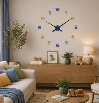 Zegar ścienny naklejany JVD HT466.2 kolorowe cyferki – duży zegar dziecięcy 90 cm.jpg