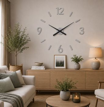 Zegar ścienny naklejany JVD HT467.2 jasnoszary – imitacja drewna, duży zegar 90–100 cm.jpg
