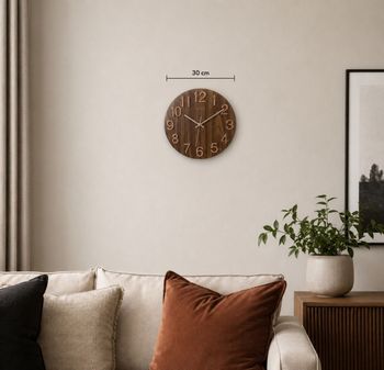 Zegar ścienny JVD HT98.8 30 cm – imitacja drewna, różowe złoto, wypukłe szkło.jpg