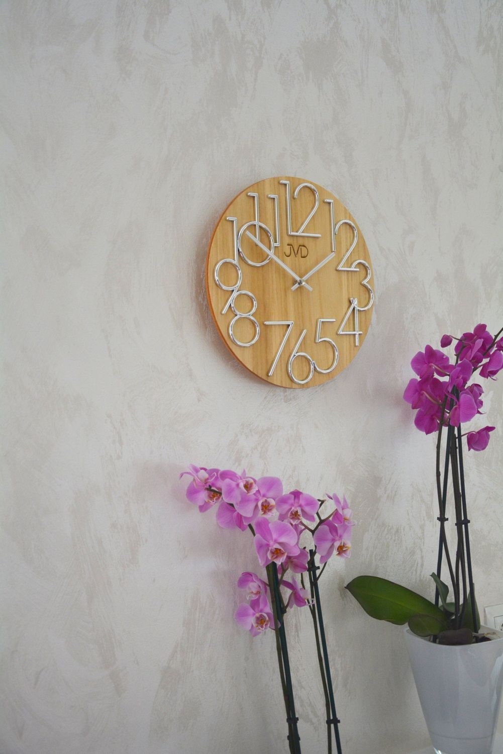 Zegar ścienny okrągły drewniany JVD dąb, zegar na ścianę drewniany (4).JPG