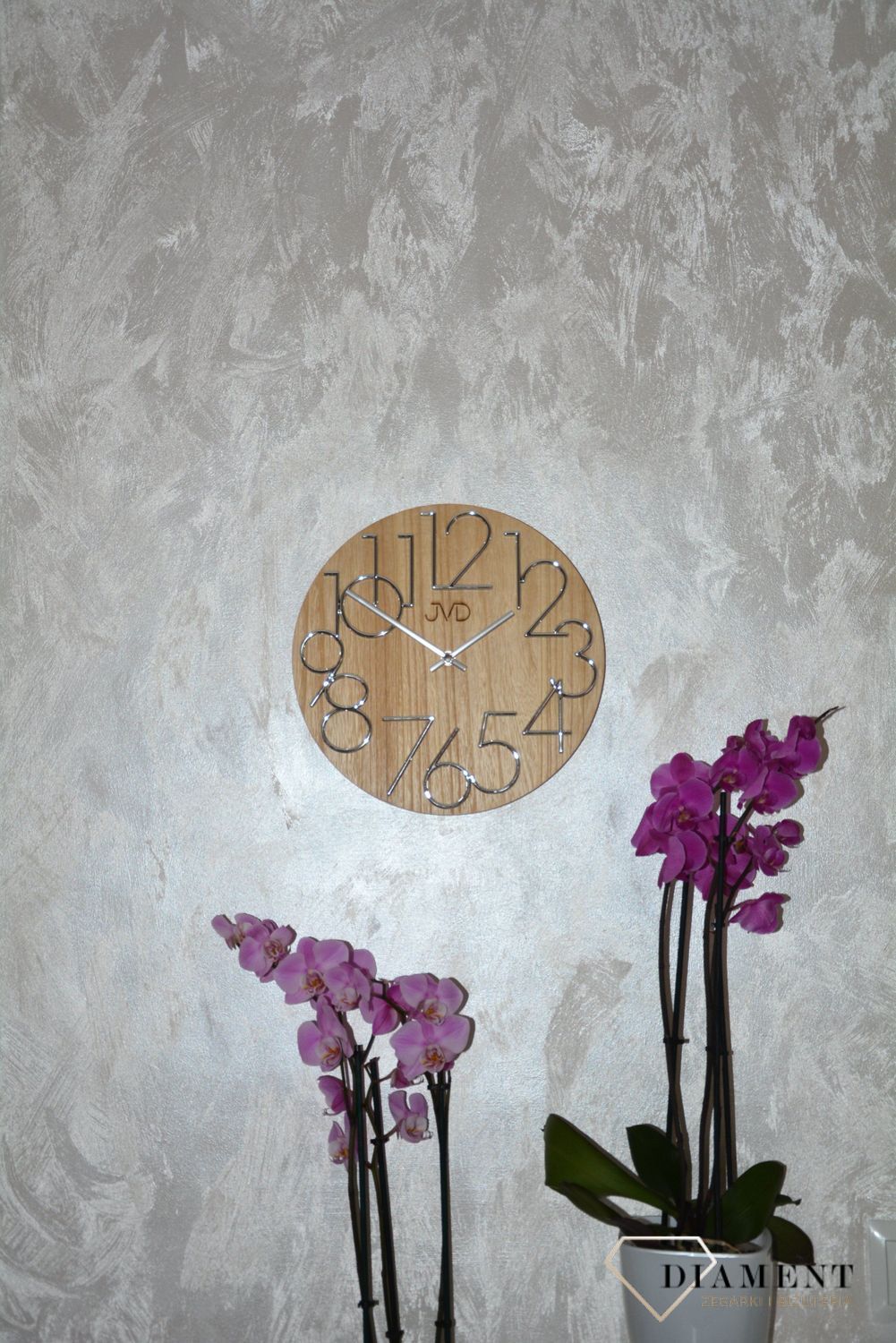 Zegar ścienny okrągły drewniany JVD dąb, zegar na ścianę drewniany (4).JPG