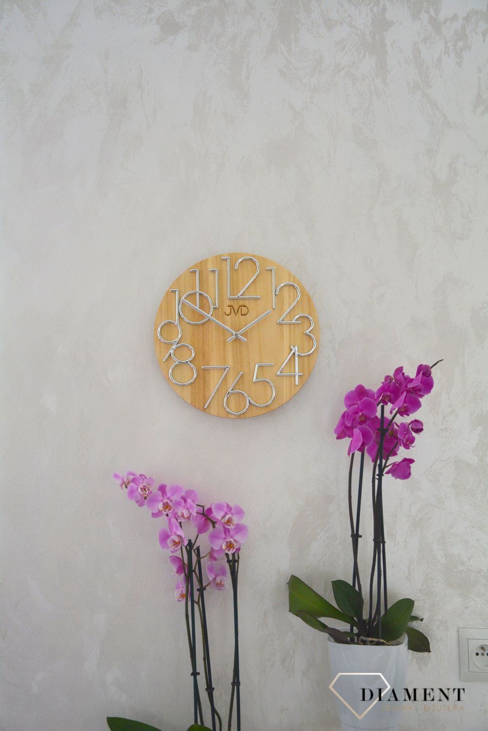 Zegar ścienny okrągły drewniany JVD dąb, zegar na ścianę drewniany (4).JPG