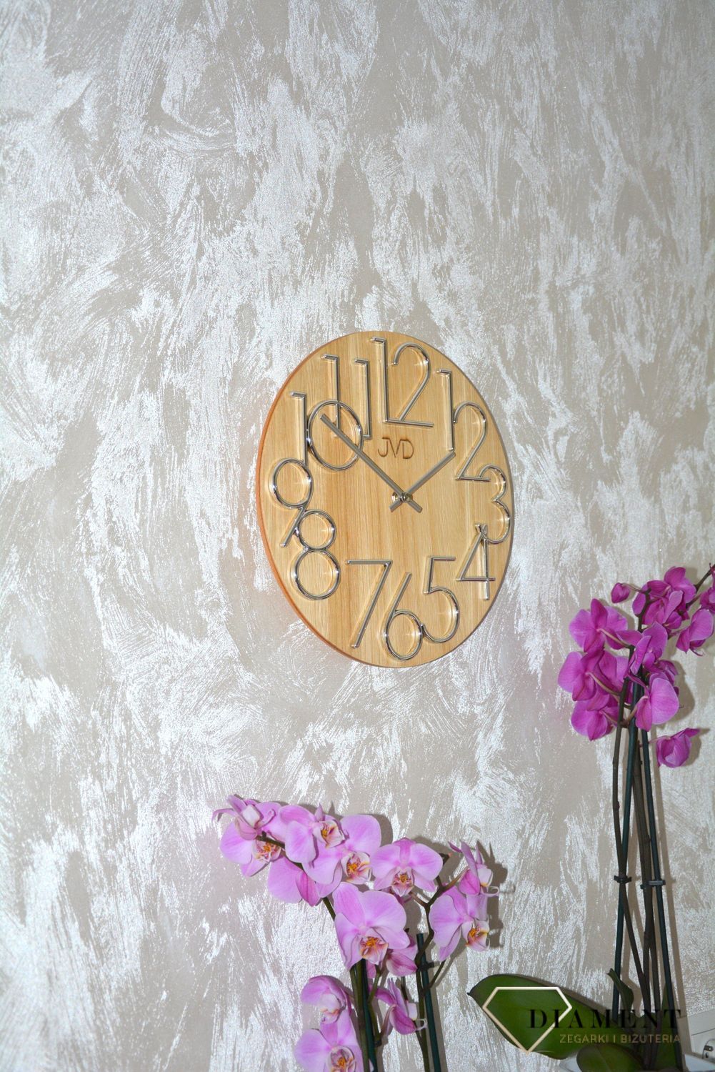 Zegar ścienny okrągły drewniany JVD dąb, zegar na ścianę drewniany (4).JPG