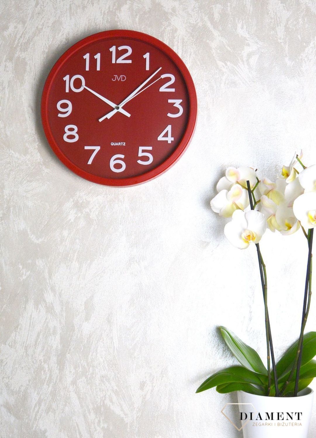 Zegar na ścianę do pokoju czerwony JVD HX2413 (2).jpg