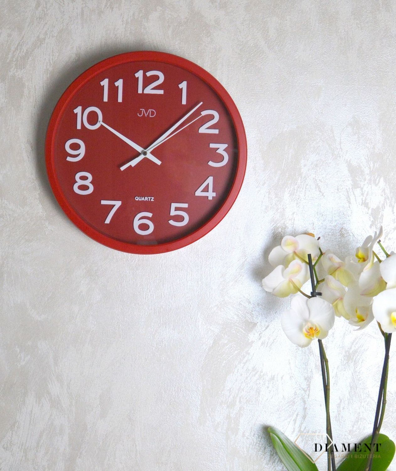 Zegar na ścianę do pokoju czerwony JVD HX2413 (2).jpg