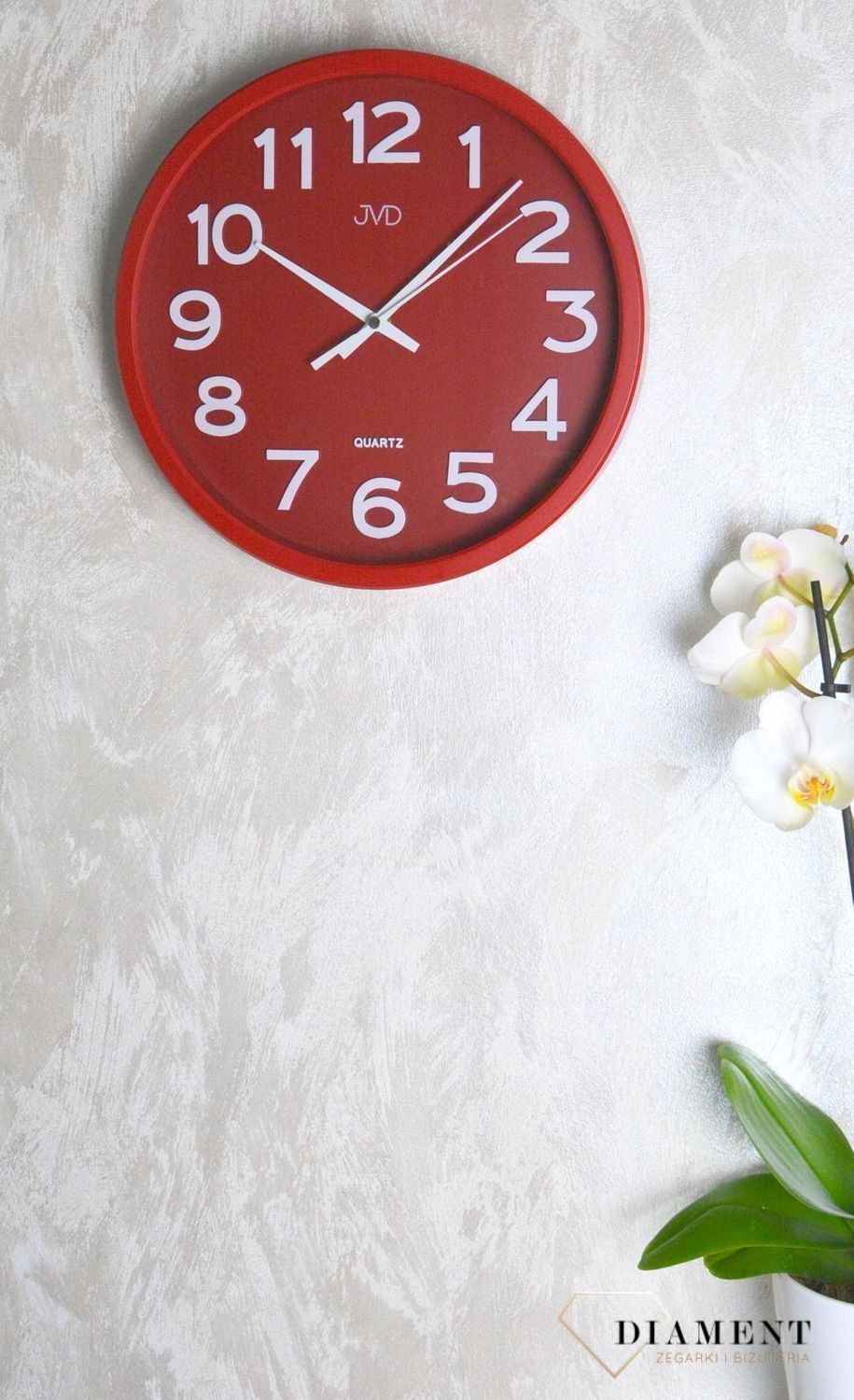 Zegar na ścianę do pokoju czerwony JVD HX2413 (2).jpg