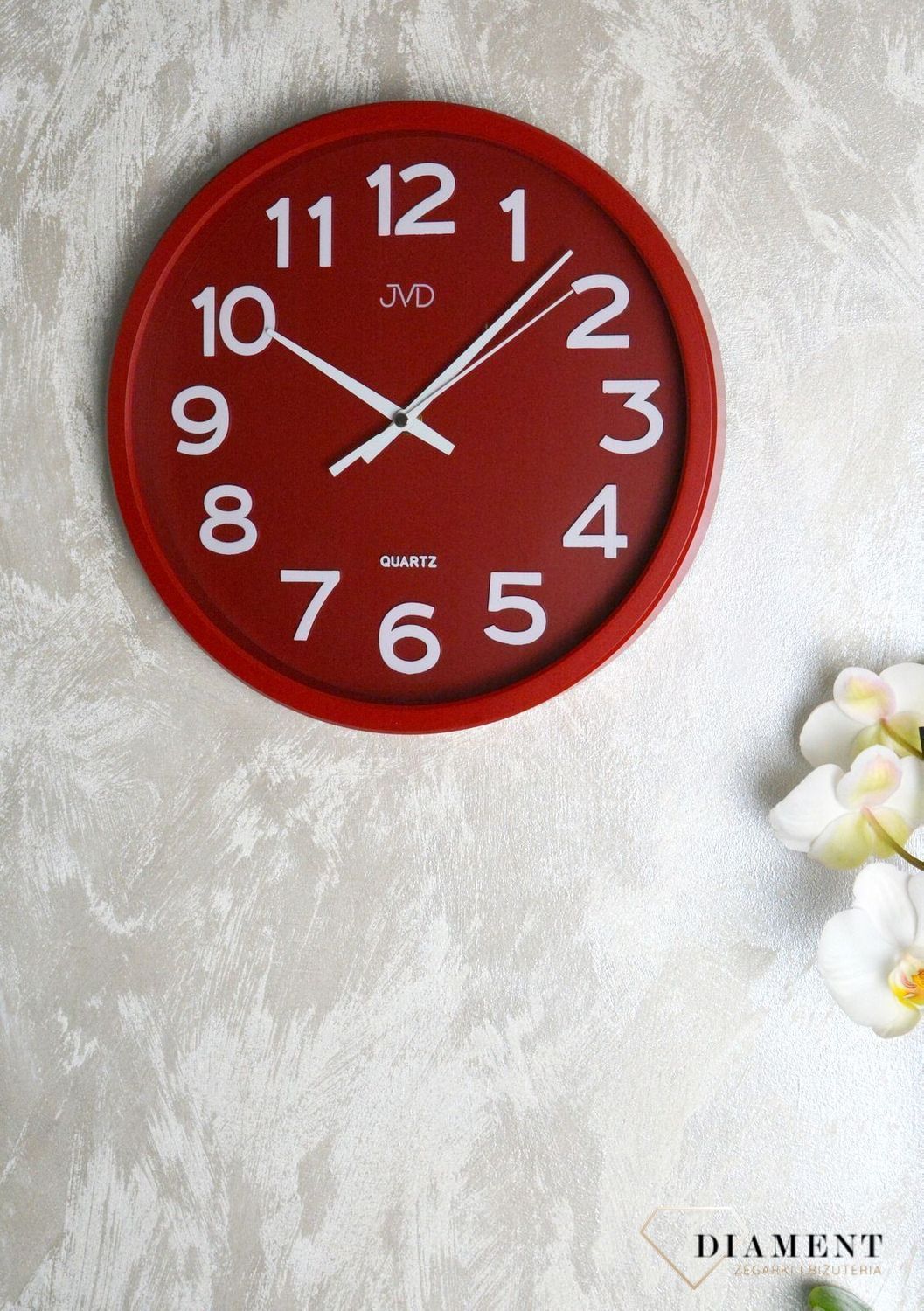 Zegar na ścianę do pokoju czerwony JVD HX2413 (2).jpg