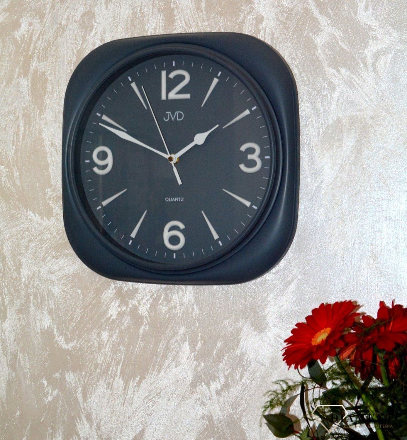 Zegar na ścianę do salonu retr wintage szary płynący sekundnik.jpg