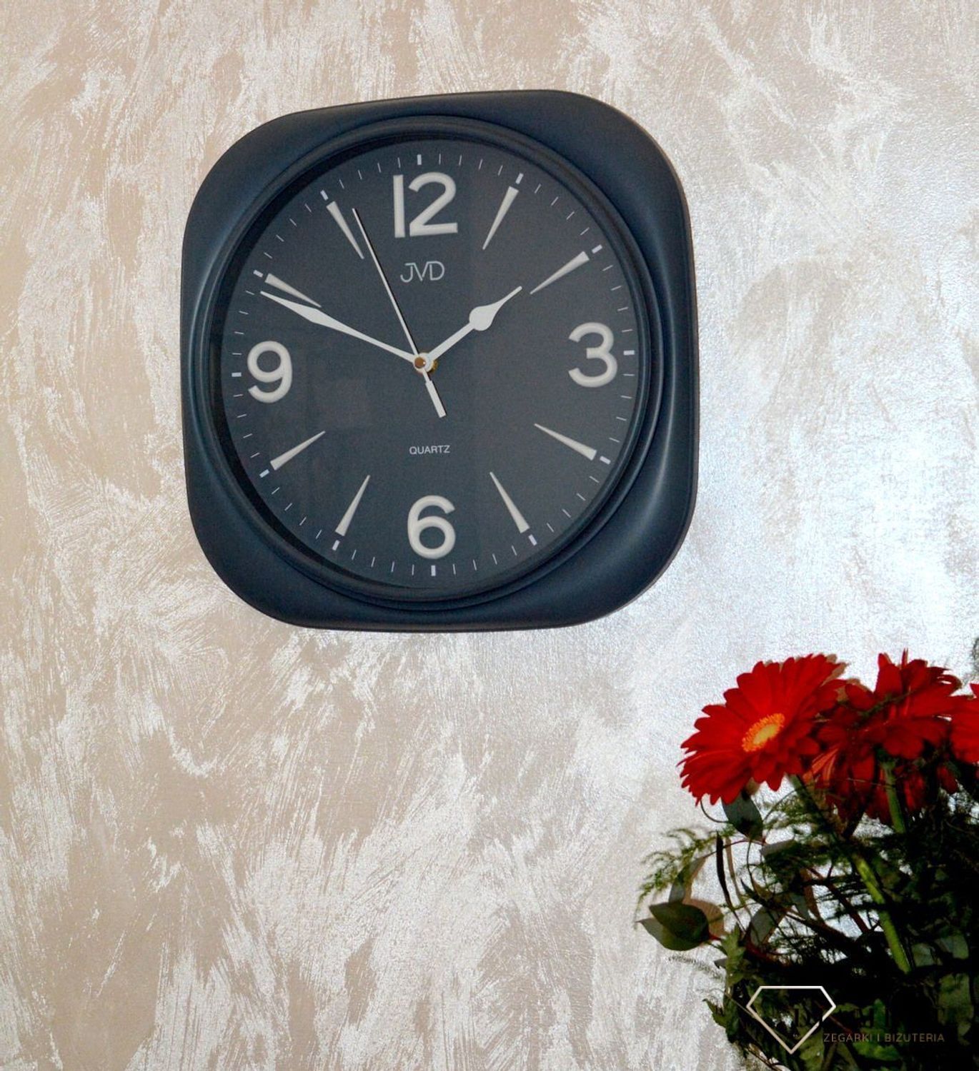 Zegar na ścianę do salonu retr wintage szary płynący sekundnik.jpg