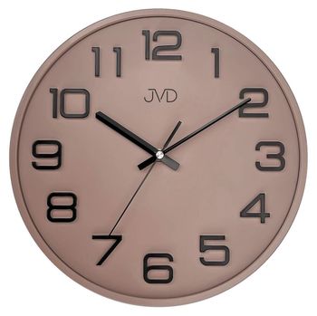 Zegar ścienny JVD HX2472.11 brązowy – cichy kwarcowy zegar z płynącym sekundnikiem.jpg