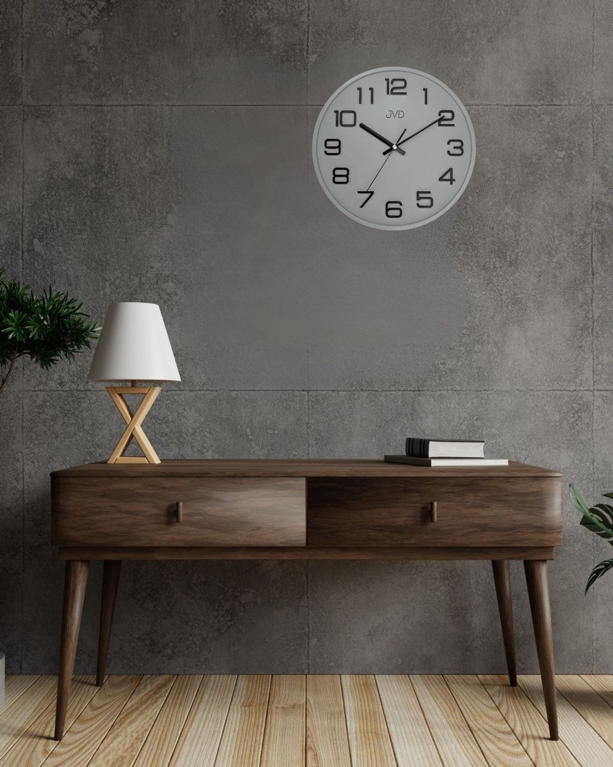 Zegar ścienny JVD HX2472.13 szary – cichy zegar kwarcowy z płynącym sekundnikiem.jpg