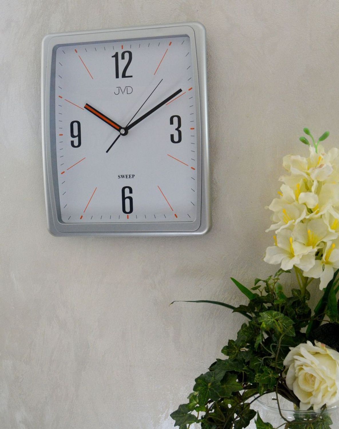 Zegar ścienny JVD prostokątny HX2496.1.  Zegar ścienny prostokątny. Zegar ścienny do kuchni. Zegar ścienny z cichym mechanizmem. Ścienny zegarek do pokoju..jpg