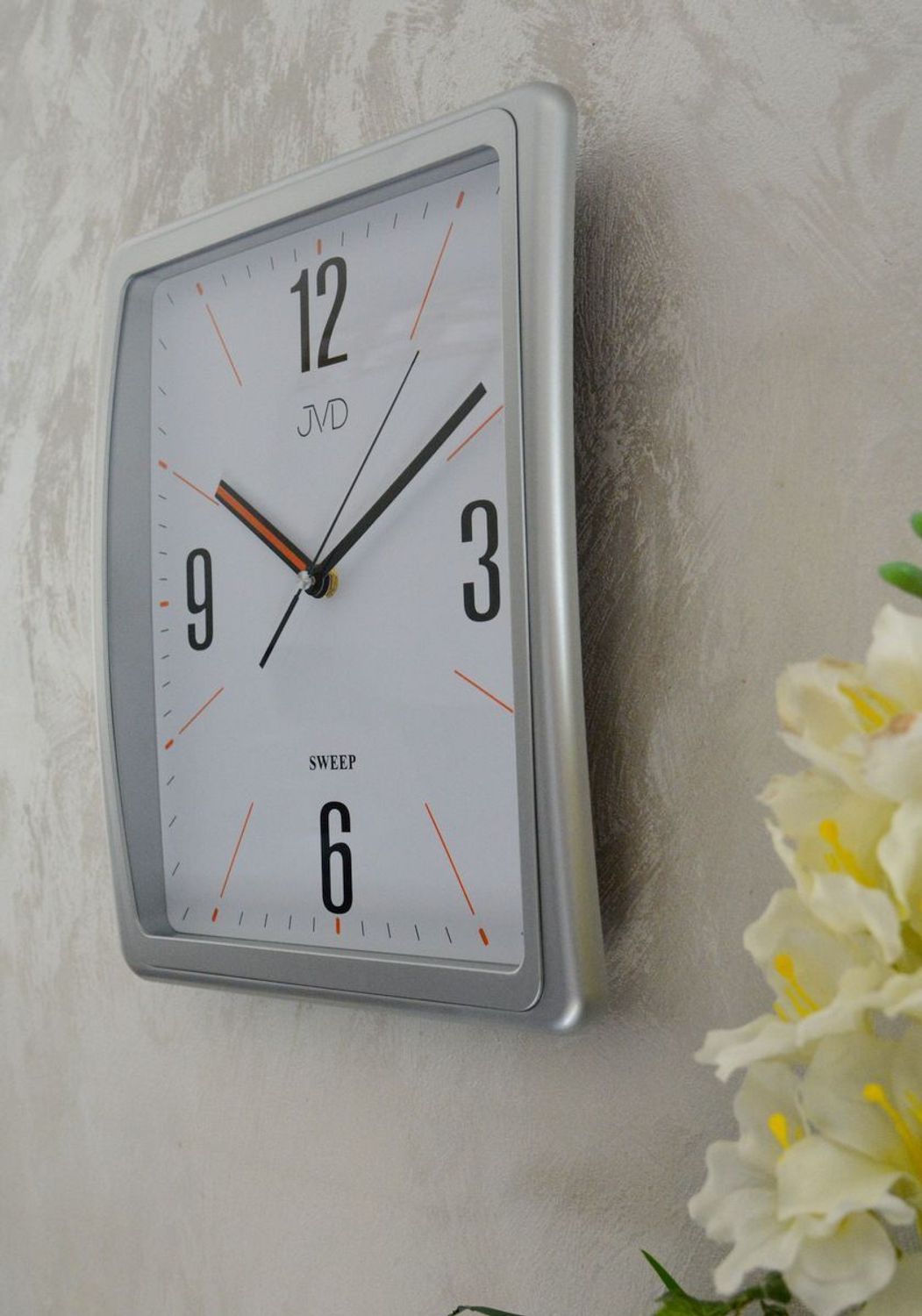 Zegar ścienny JVD prostokątny HX2496.1.  Zegar ścienny prostokątny. Zegar ścienny do kuchni. Zegar ścienny z cichym mechanizmem. Ścienny zegarek do pokoju..jpg