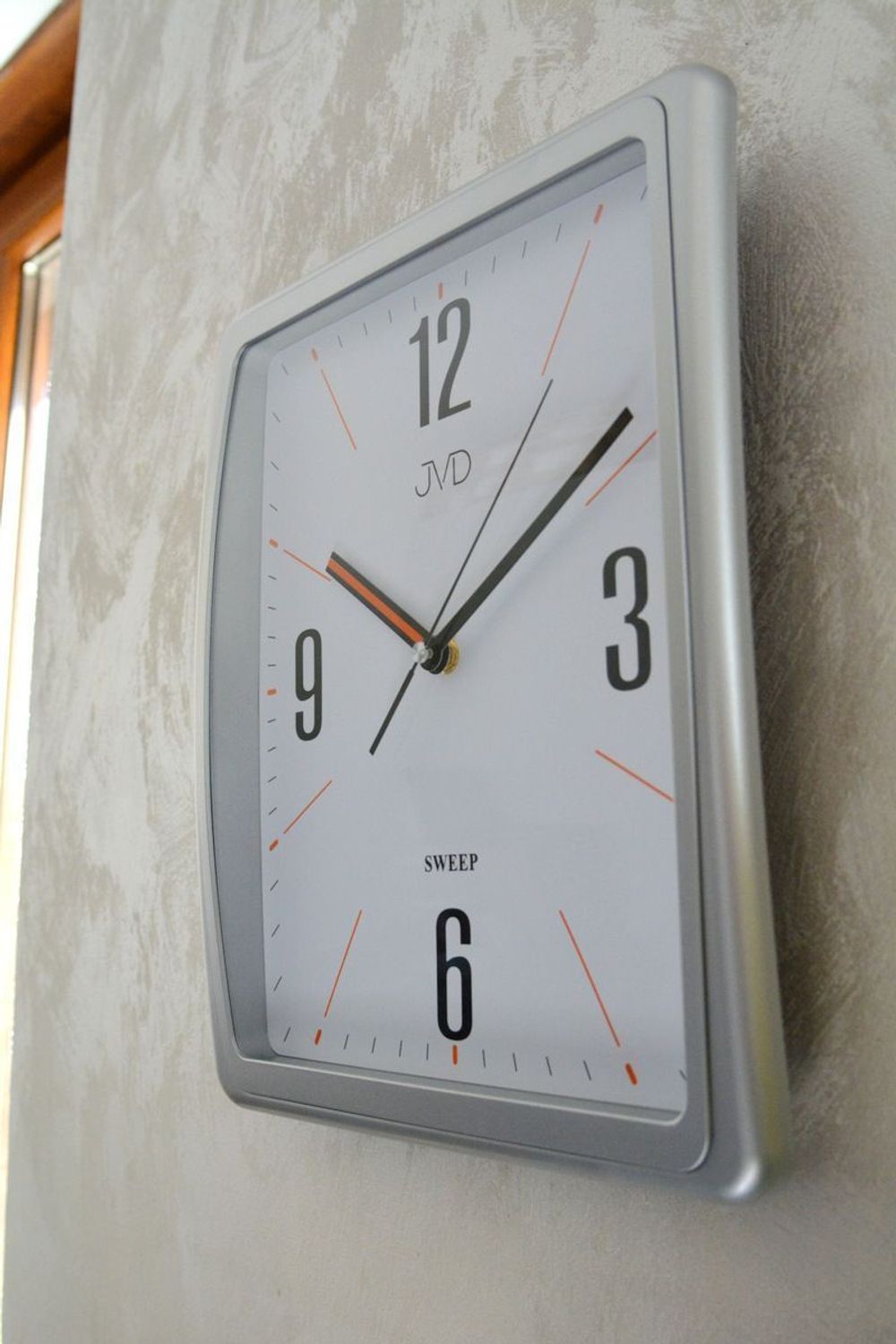 Zegar ścienny JVD prostokątny HX2496.1.  Zegar ścienny prostokątny. Zegar ścienny do kuchni. Zegar ścienny z cichym mechanizmem. Ścienny zegarek do pokoju..jpg
