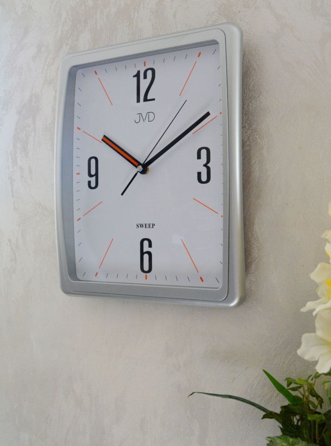 Zegar ścienny JVD prostokątny HX2496.1.  Zegar ścienny prostokątny. Zegar ścienny do kuchni. Zegar ścienny z cichym mechanizmem. Ścienny zegarek do pokoju..jpg