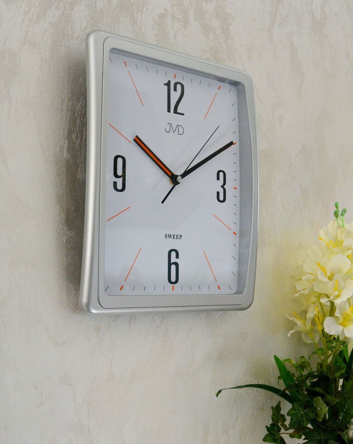 Zegar ścienny JVD prostokątny HX2496.1.  Zegar ścienny prostokątny. Zegar ścienny do kuchni. Zegar ścienny z cichym mechanizmem. Ścienny zegarek do pokoju..jpg