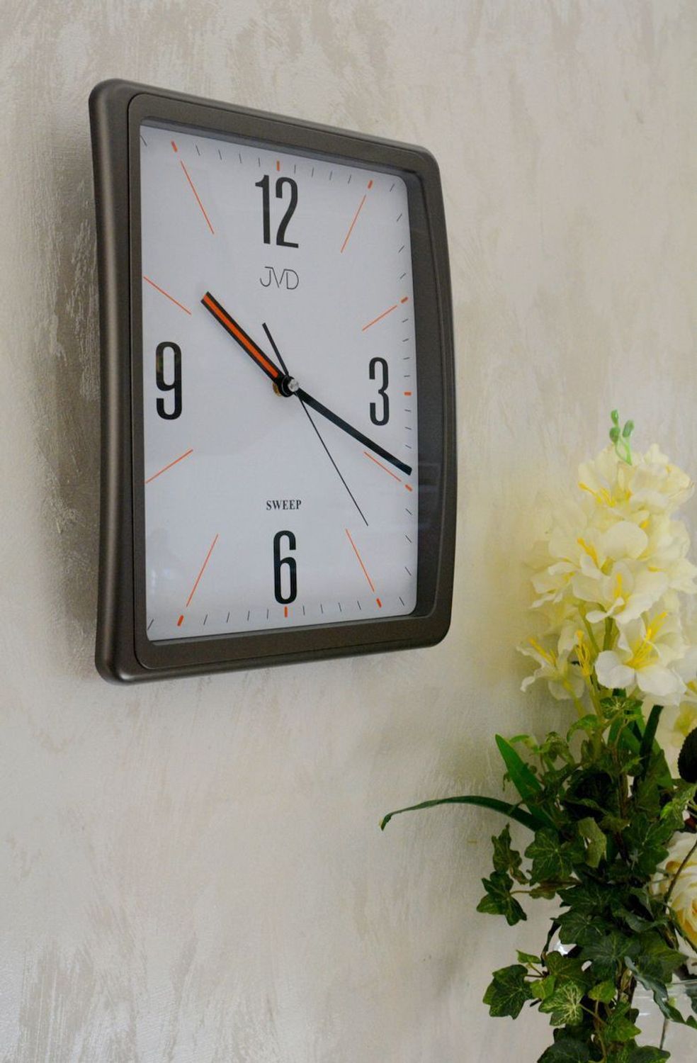Zegar ścienny JVD prostokątny HX2496.2. Zegar ścienny prostokątny. Zegar ścienny do kuchni. Zegar ścienny z cichym mechanizmem. Ścienny zegarek do pokoju..jpg