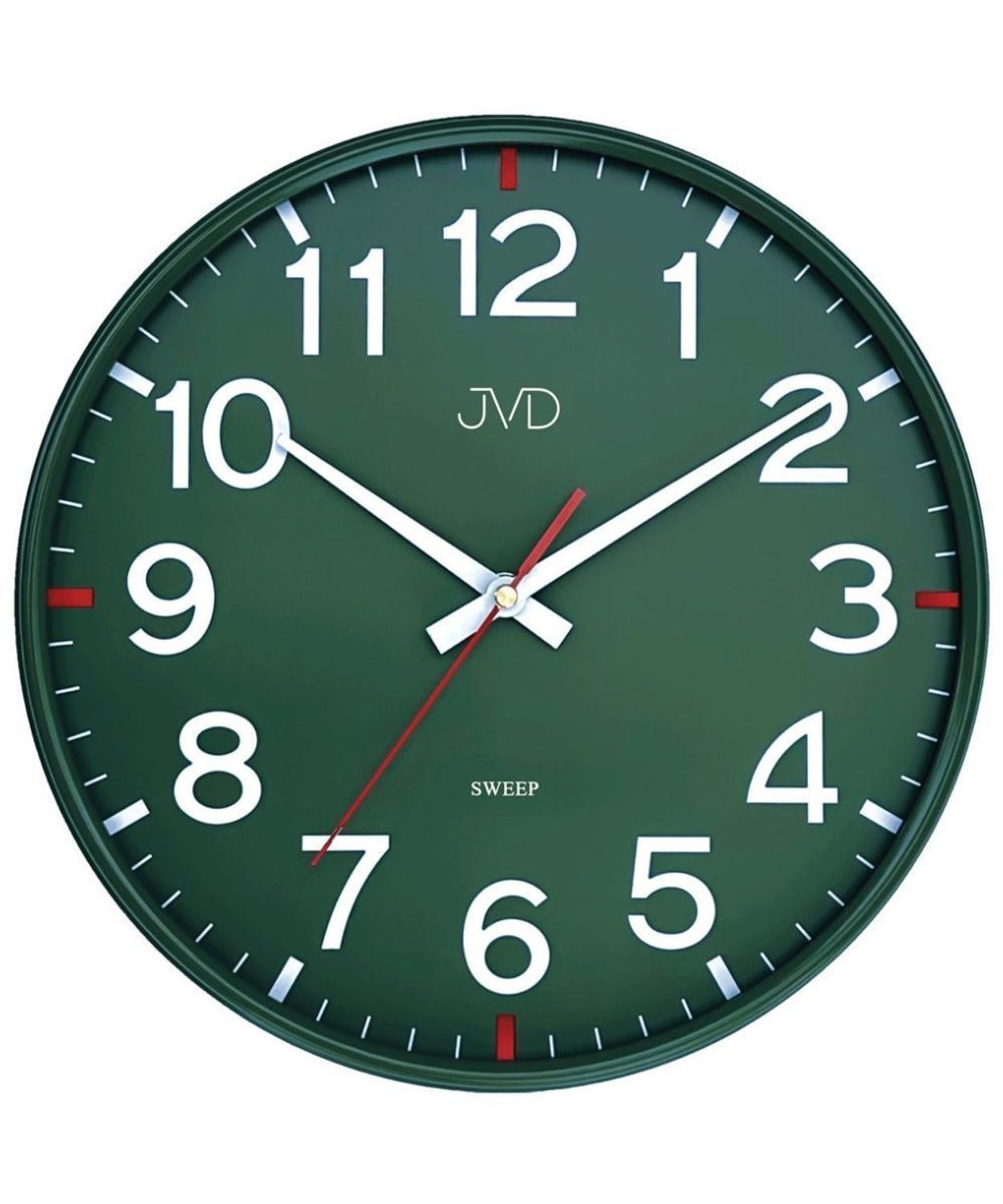 Zegar ścienny JVD HX2508.3 – zielony, 30 cm, cichy mechanizm, czerwone akcenty (2).jpg