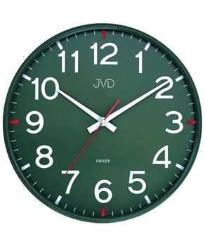 Zegar ścienny JVD HX2508.4 – zielony, 30 cm, cichy mechanizm, czerwone akcenty.jpg