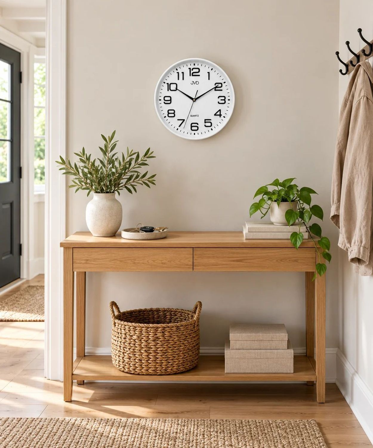 Zegar ścienny biały JVD HX9309.1 – płynąca wskazówka, średnica 30 cm (1).jpg