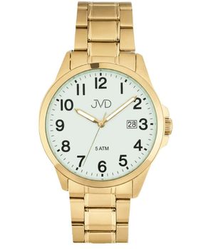 Zegarek męski JVD złoty na bransolecie – Miyota, datownik, 39 mm, 5 ATM.jpg