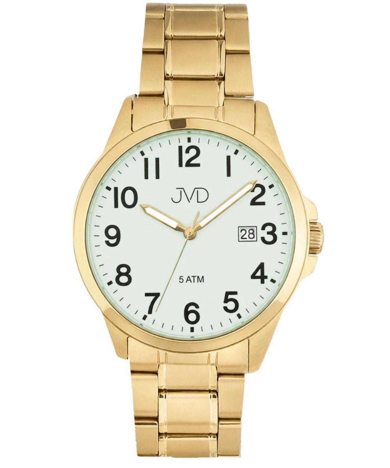 Zegarek męski JVD złoty na bransolecie – Miyota, datownik, 39 mm, 5 ATM.jpg