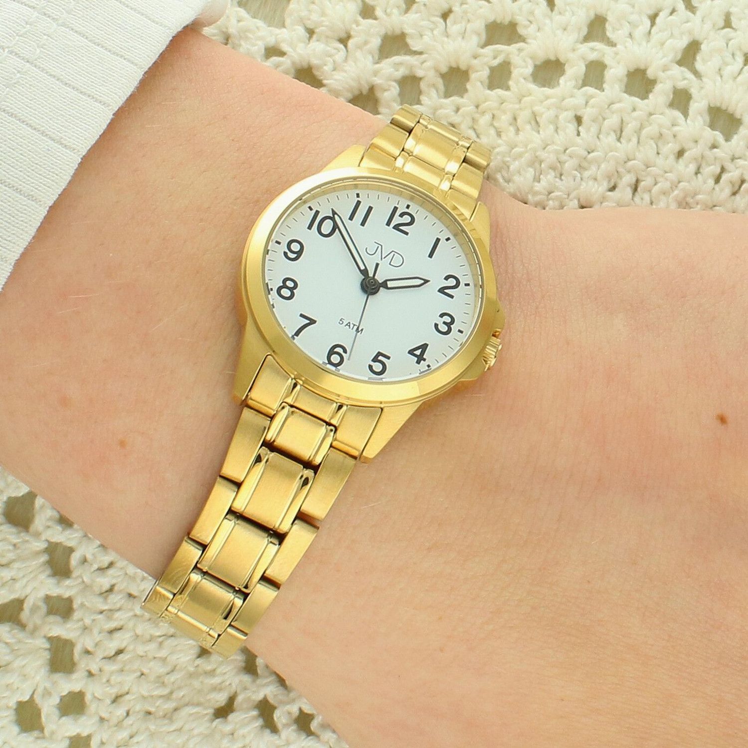 Złoty zegarek damski Elegance Miyota 30 mm – stal szlachetna, bransoleta, luminescencyjne wskazówki (3).jpg