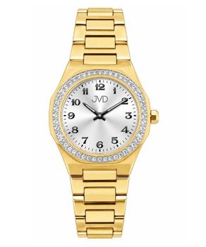 Zegarek damski JVD złoty z cyrkoniami – elegancki, stalowy, 26 mm.jpg