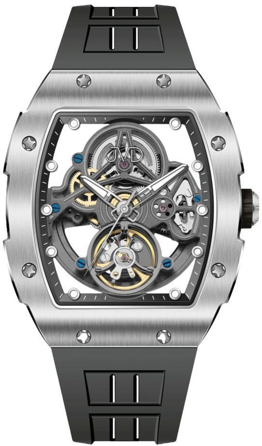 Zegarek męski JVD JG1048.1 Automatic Skeleton – srebrny zegarek automatyczny na czarnym pasku.jpg