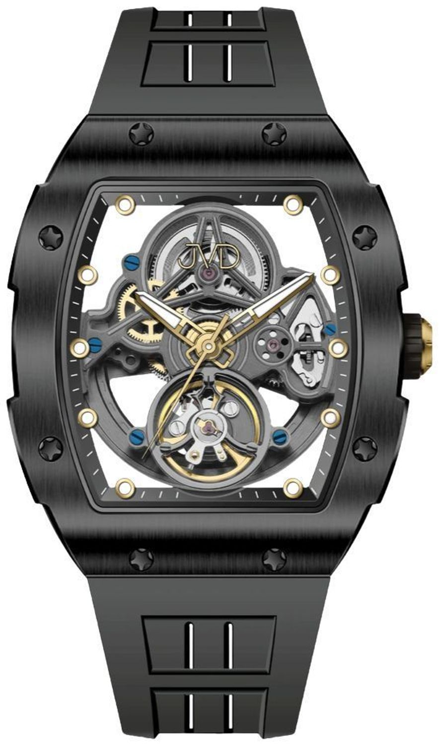 Zegarek męski JVD JG1048.2 Automatic Skeleton – czarny zegarek automatyczny na pasku silikonowym.jpg