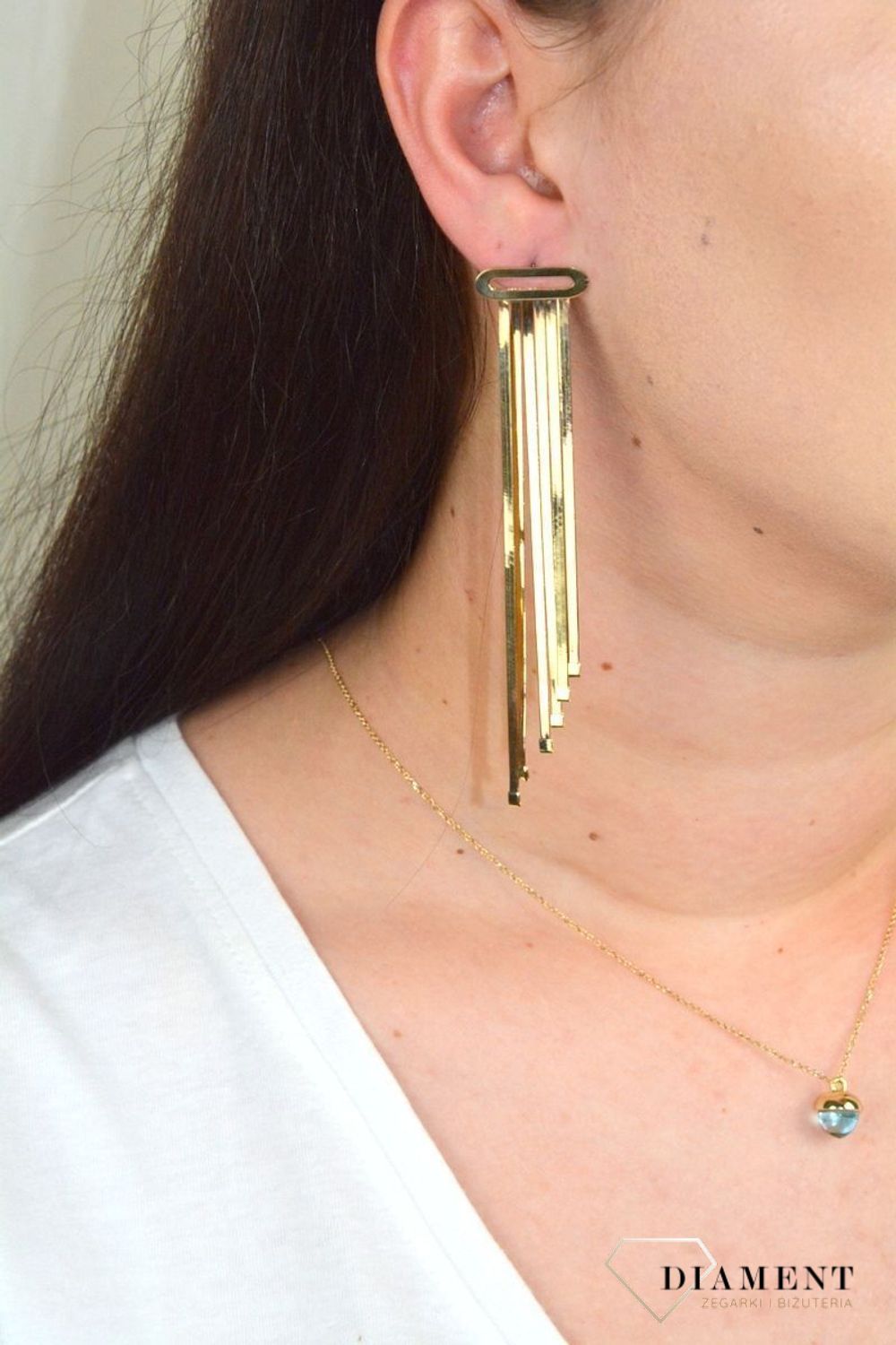 Złote kolczyki duże, wiszące wstążki DIA-KLC--MAG24-585.jpg