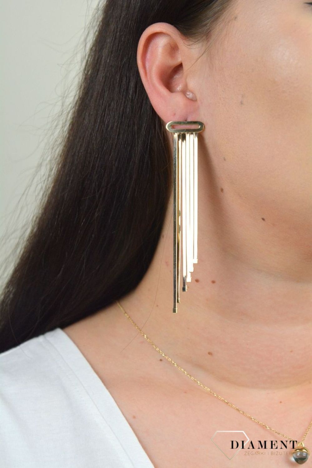 Złote kolczyki duże, wiszące wstążki DIA-KLC--MAG24-585.jpg