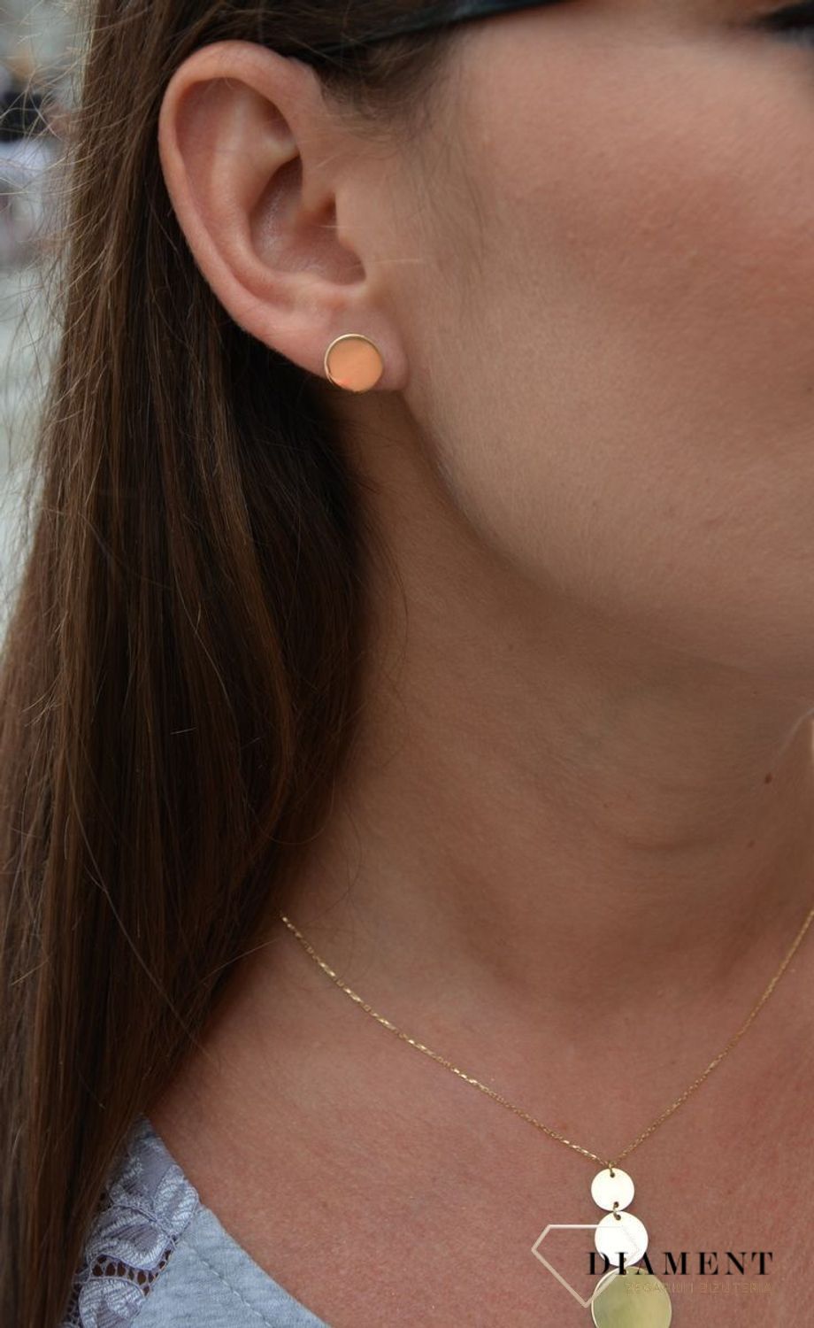 Złote kolczyki 585 okrągłe blaszki 1 cm DIA-KLC-0280-585.jpg