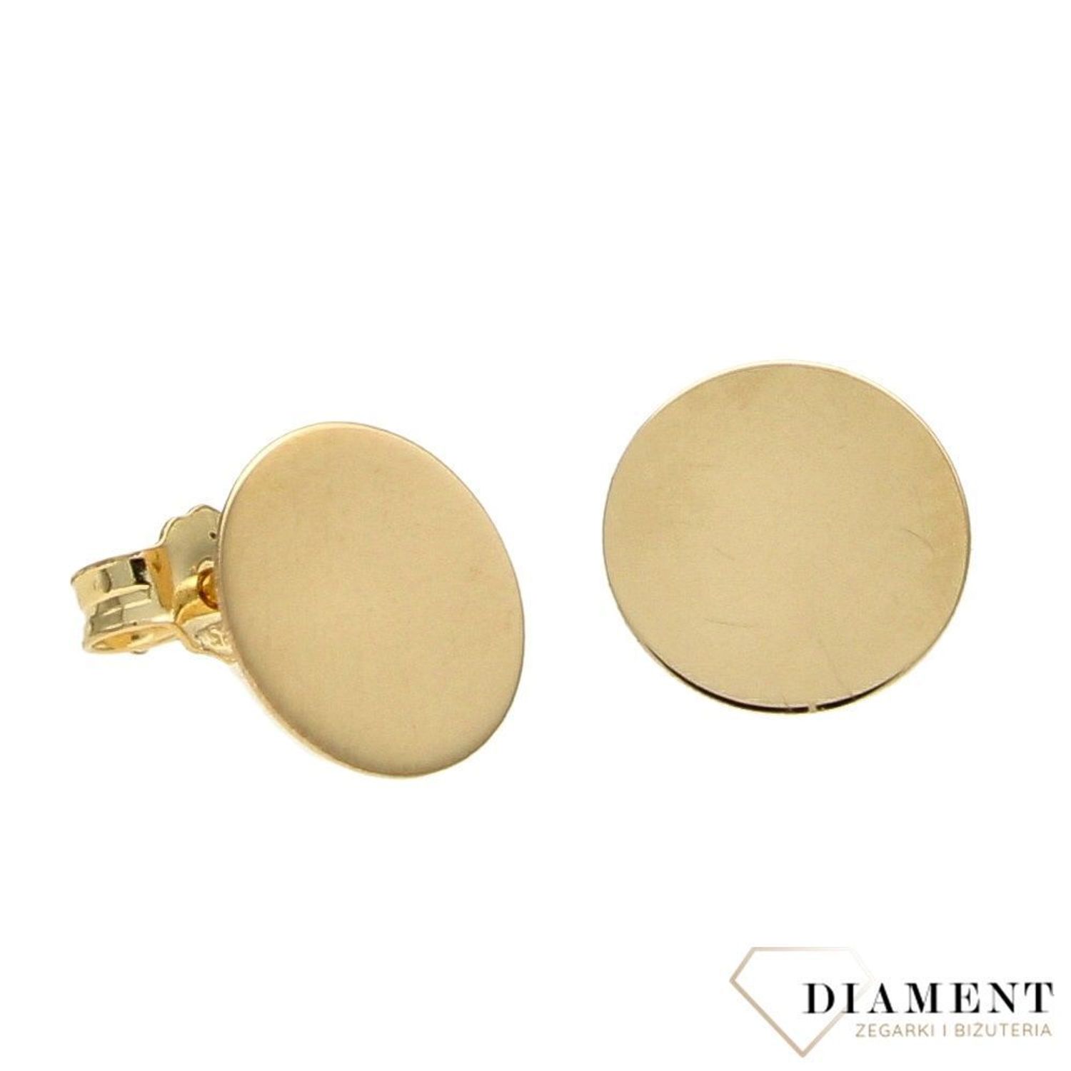 Złote kolczyki 585 okrągłe blaszki 1 cm DIA-KLC-0280-585.jpg