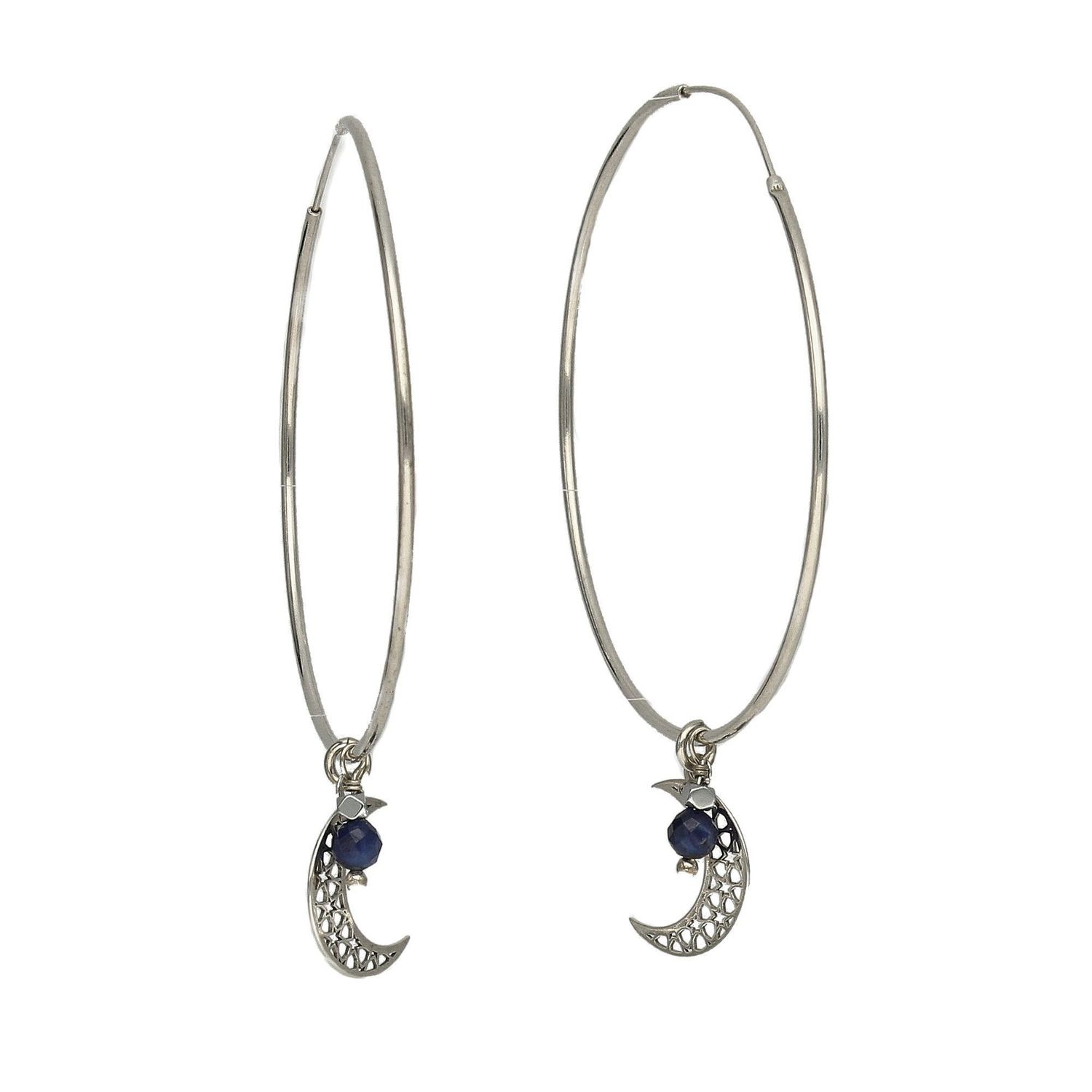Kolczyki koła srebrne z księżycem kyanit, hematyt DIA-KLC-0340-925.jpg
