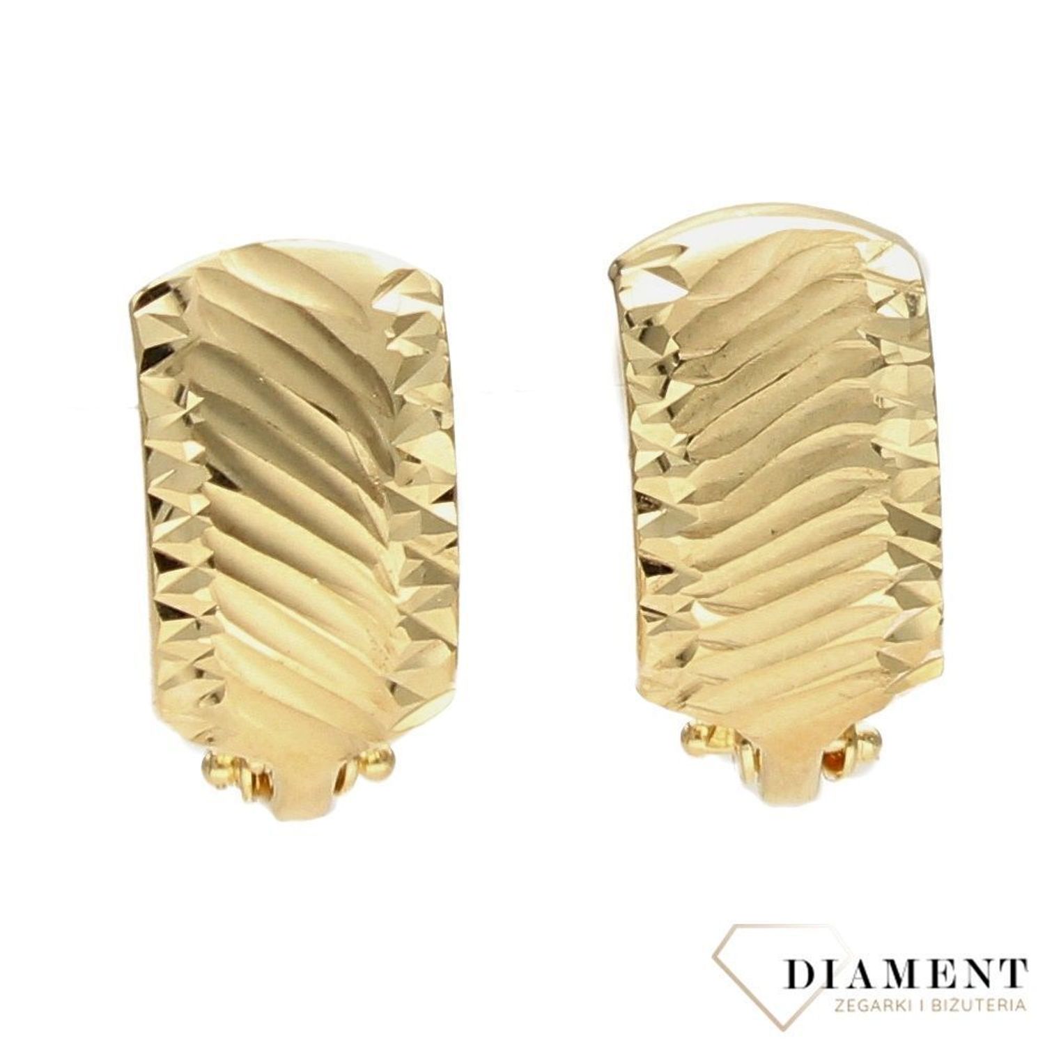 Złote kolczyki 585 o ciekawym wzorze DIA-KLC-0372-585.jpg