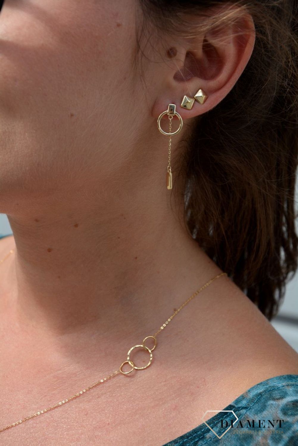 Złote kolczyki 585 koła z łańcuszkiem DIA-KLC-0375-585.jpg