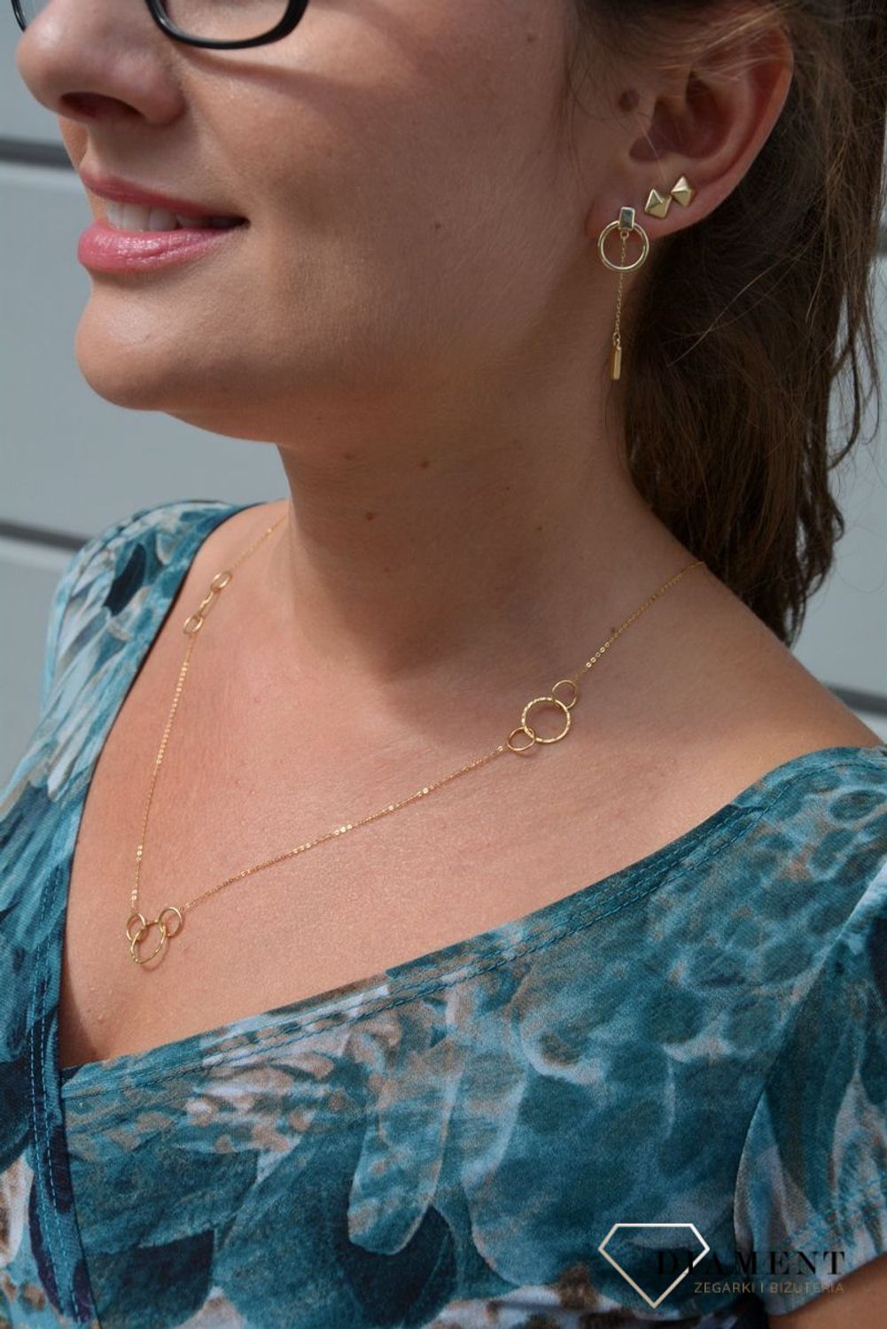Złote kolczyki 585 koła z łańcuszkiem DIA-KLC-0375-585.jpg