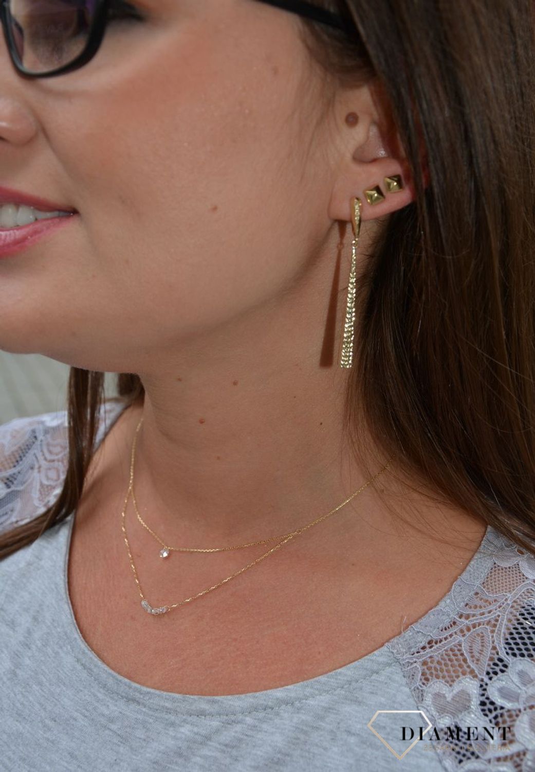 Złote kolczyki 585 długie, grube sople DIA-KLC-0376-585.jpg