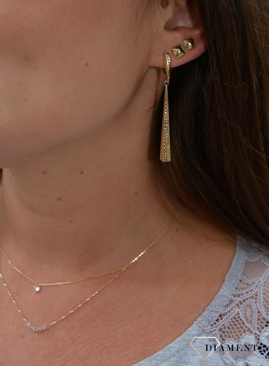 Złote kolczyki 585 długie, grube sople DIA-KLC-0376-585.jpg