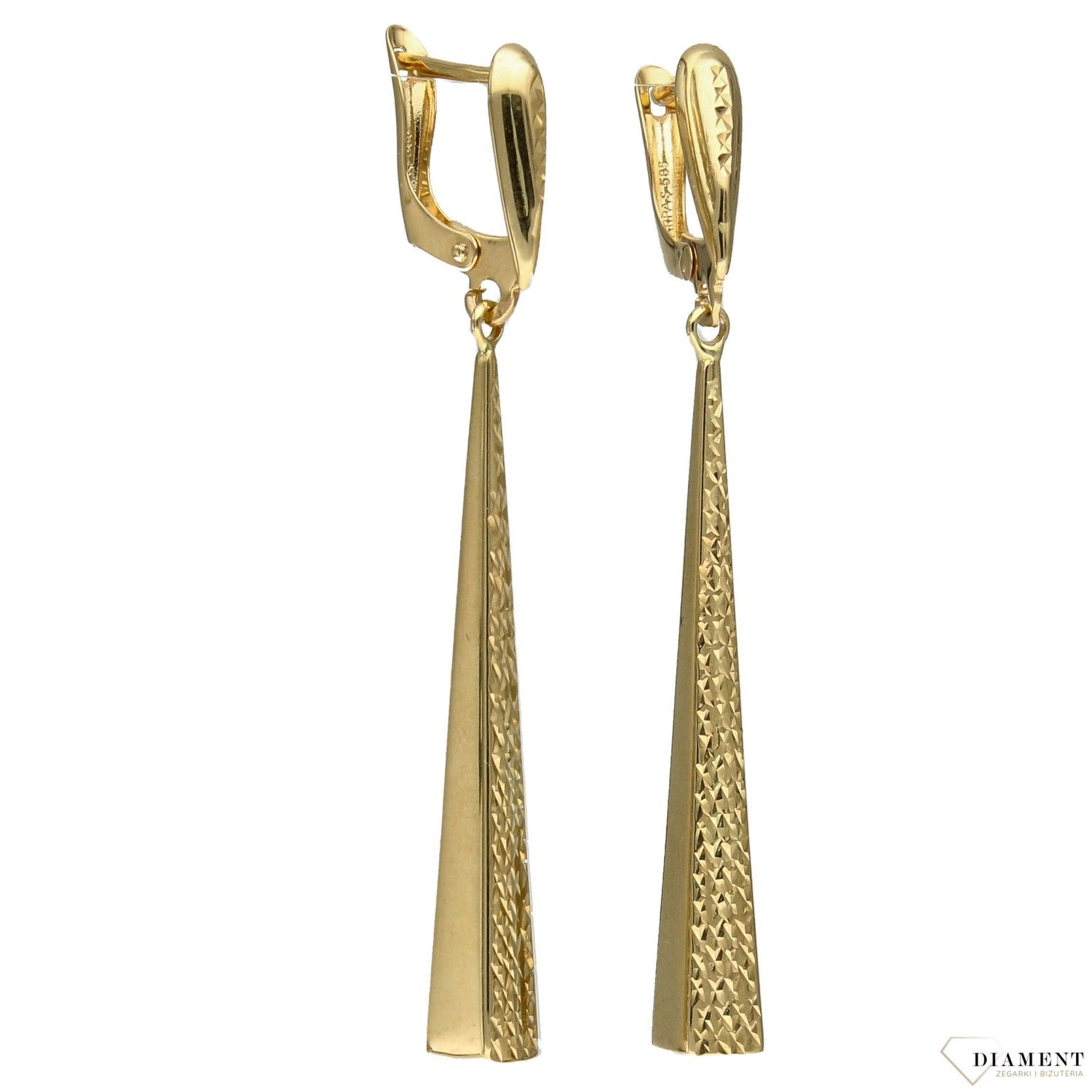 Złote kolczyki 585 długie, grube sople DIA-KLC-0376-585.jpg