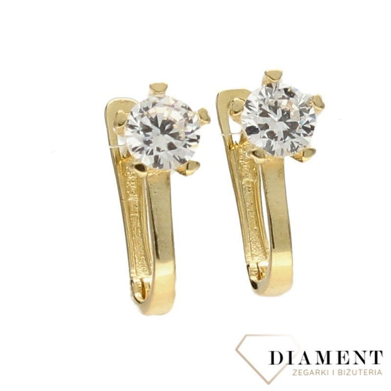 Złote kolczyki 585 błyszcząca cyrkonia DIA-KLC-0379-585.jpg