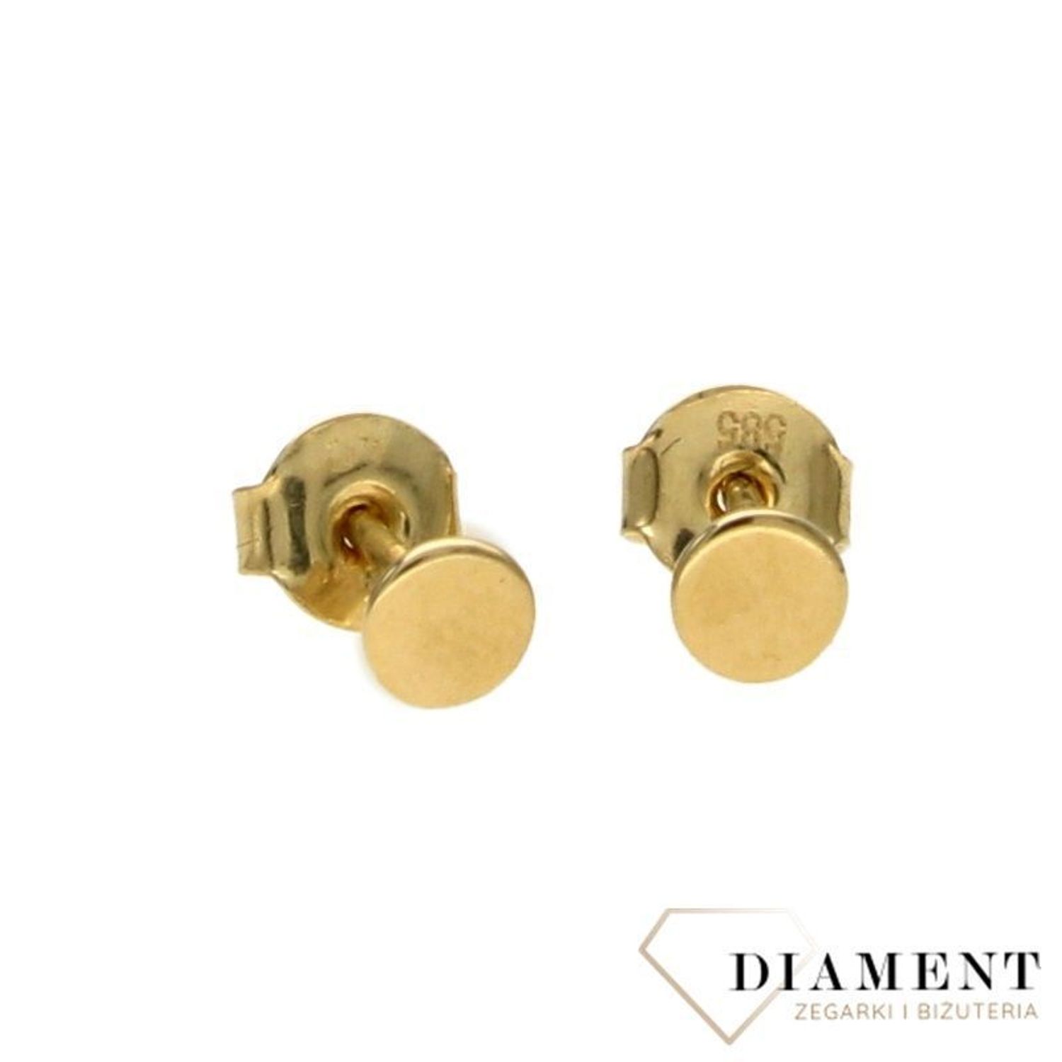 Złote kolczyki 585 okrągłe blaszki 4 mm DIA-KLC-0419-585.jpg