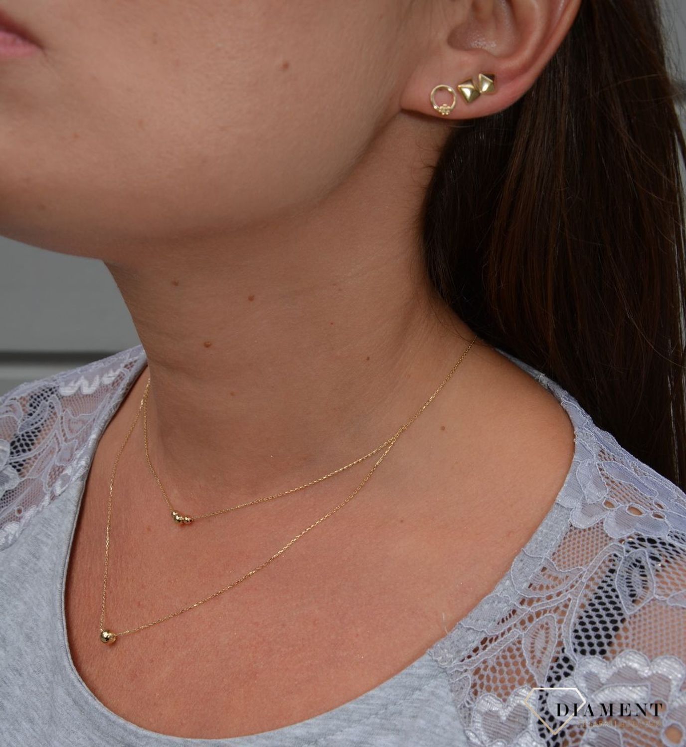 Złote kolczyki dla dziewczynki 585 koło z kwiatkiem DIA-KLC-0420-585.jpg