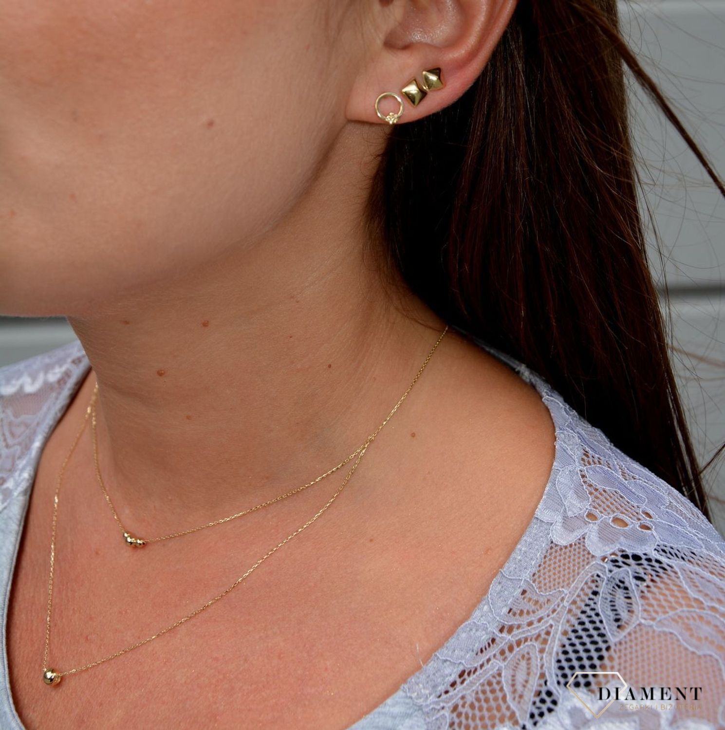 Złote kolczyki dla dziewczynki 585 koło z kwiatkiem DIA-KLC-0420-585.jpg